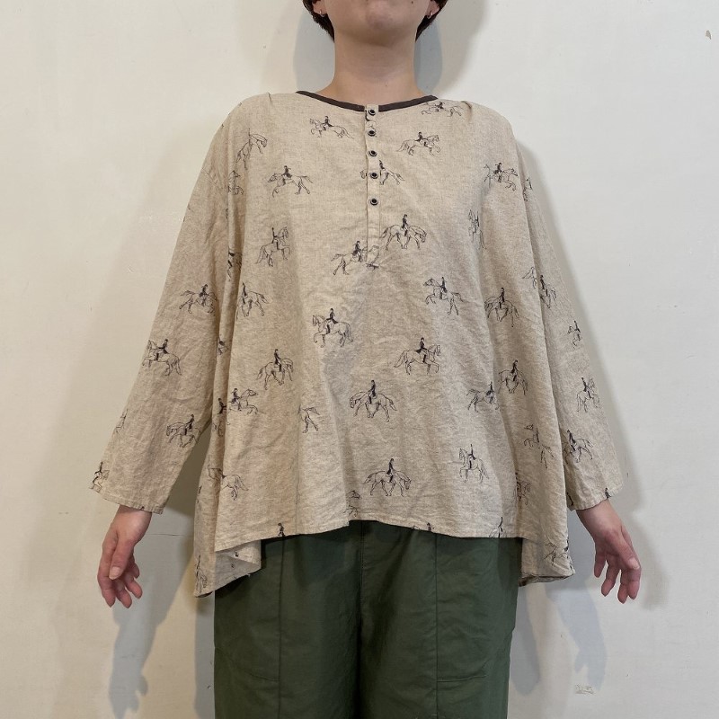 LAITERIE 乗馬プリントフレアプルオーバー KINARI06